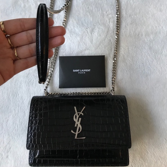 Saint Laurent Paris Sunset Croc Shoulder Bag - Picture 3 of 6